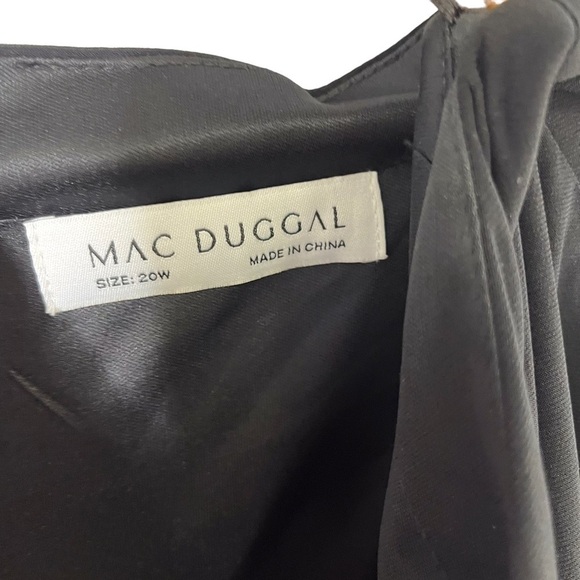 Mac Duggal Jersey V Neck Maxi Dress Gold Beaded Size 20 Leg Slit Formal - Picture 12 of 12